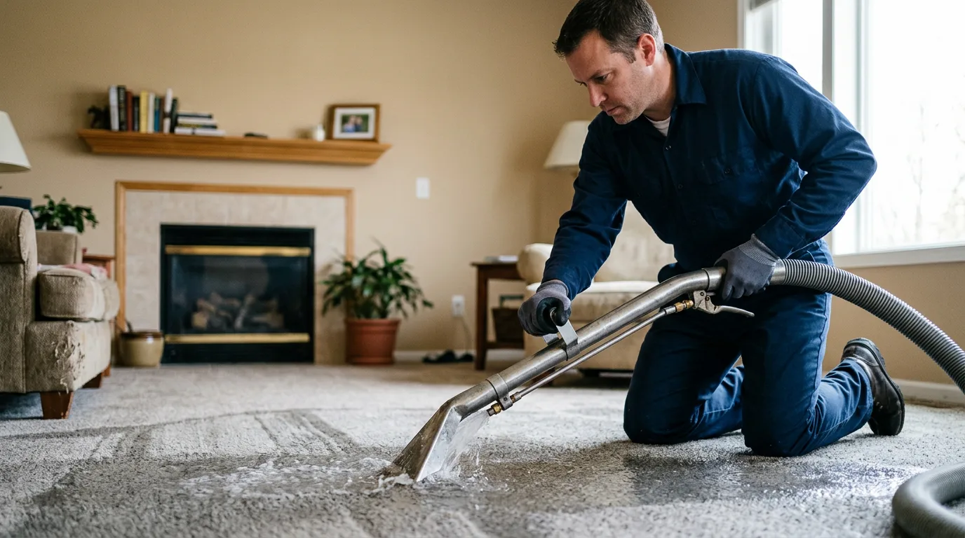 Water damage restoration technician working near Independence, IA